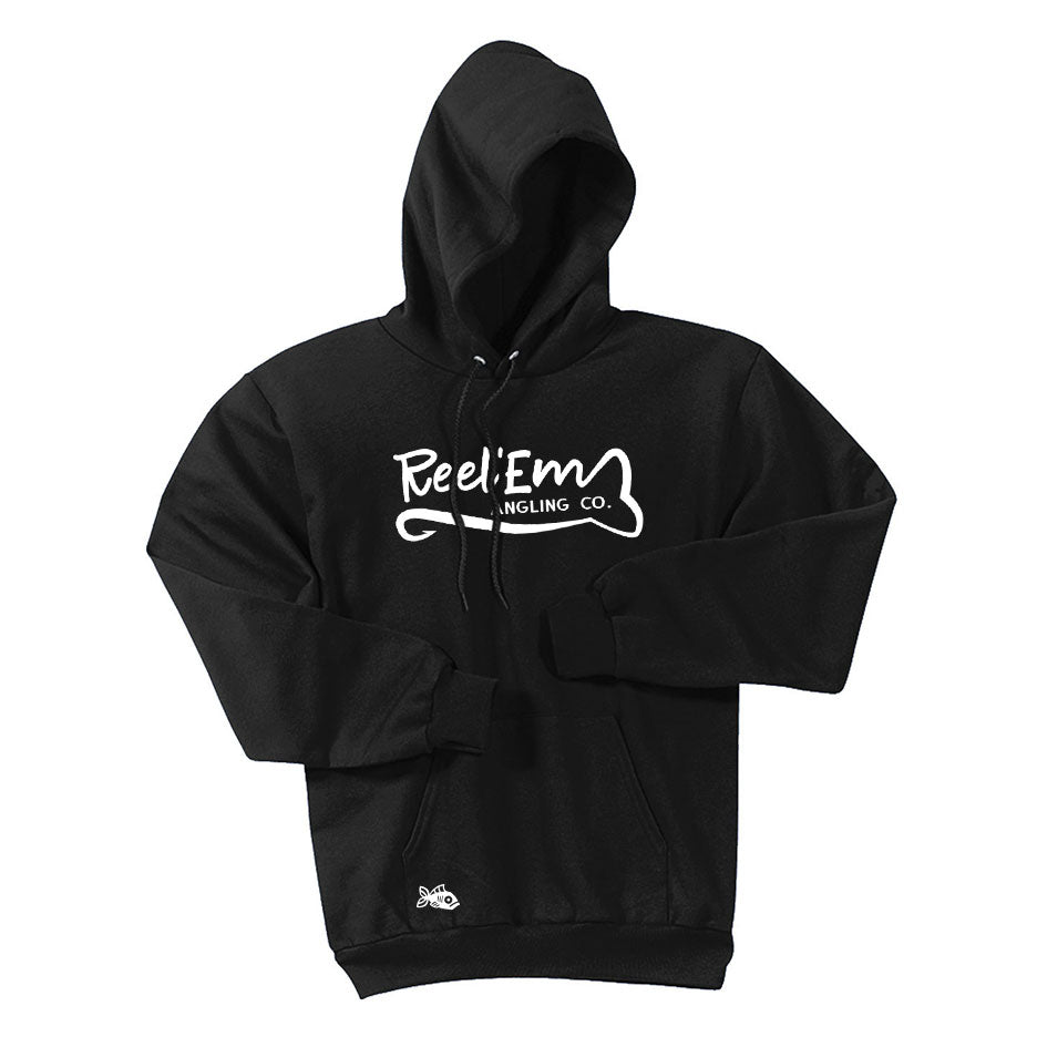 Heavy Weight Hooded Sweatshirt - Black - Reel 'Em Angling Co.