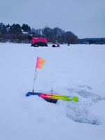 Load image into Gallery viewer, Holographic Mermaid Scale Tip Up Flags - 3 pk - Reel &#39;Em Angling Co.
