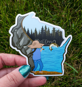 Wisconsin Girl Angler Sticker - Reel 'Em Angling Co.